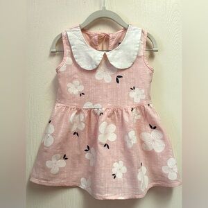 Adorable Pink Floral Kids Dress with Peter Pan Collar